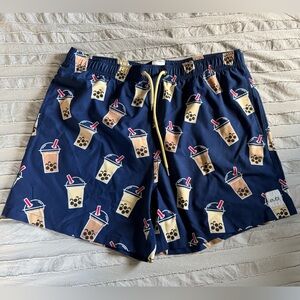 Eubi Boba Tea Print Navy Shorts
